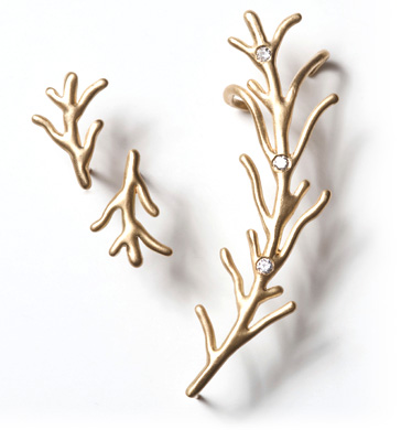 Coral Ear Silhouette and Earrings